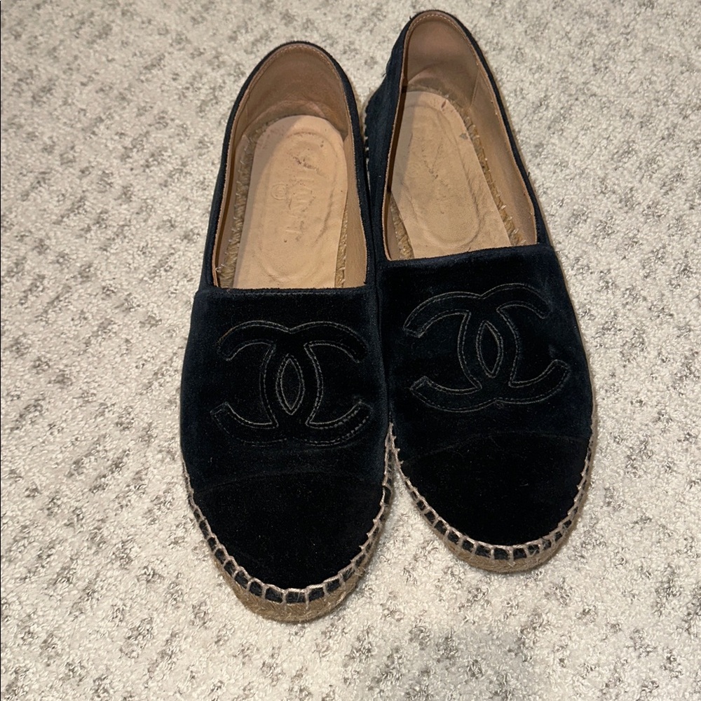 Chanel Espadrille 40 Velvet Cap Toe CC Monogram Flats CC-0712N-0004 - Picture 3 of 12